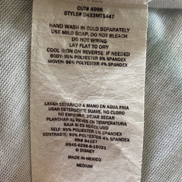 Disney Little Mermaid Mixed Media Roll S/S Curved Hem White Blue T-Shirt Size M - Picture 6 of 6